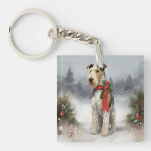 Porte-clés Wirefox Terrier Chien de Noël de neige