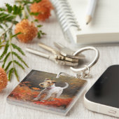Porte-clés Wirefox Terrier en automne Leaves automne Inspire (Devant Droit)