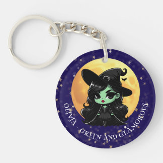 Porte-clés Witchy Green Glam Personalized Name