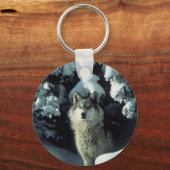 Porte-clés Wolf debout dans la neige (Recto)
