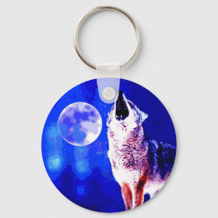 Porte-clés Wolf Howling à Moon