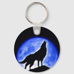 Porte-clés Wolf Howling à Moon