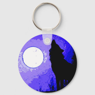 Porte-clés Wolf Howling à Moon