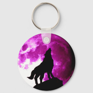 Porte-clés Wolf Howling à Moon