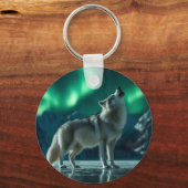 Porte-clés Wolf Howling Under the Northern Lights (Recto)