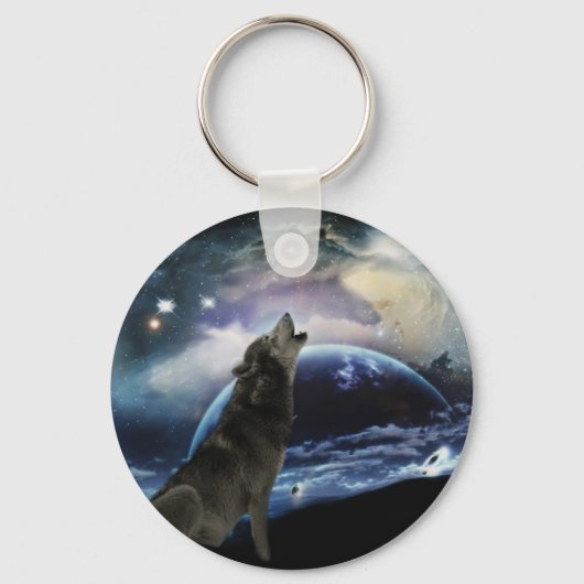 Porte-clés Wolf hurle sur la lune (Recto)