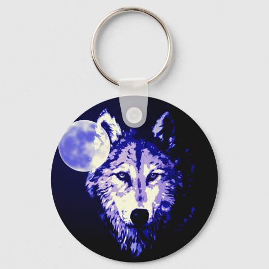 Porte-clés Wolf & Lune noir nuit Collage (Recto)