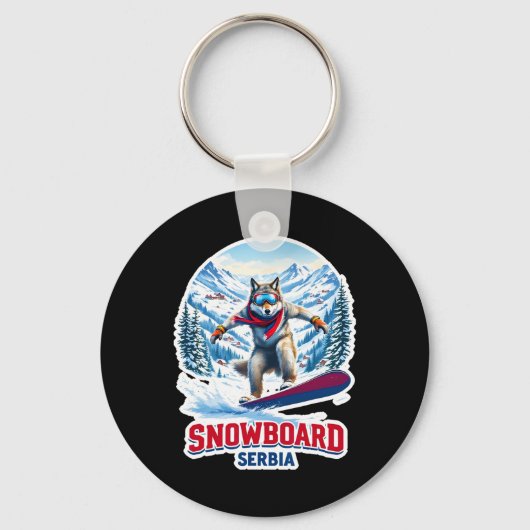 Porte-clés Wolf sauvage de Serbie Snowboard Aventure (Recto)