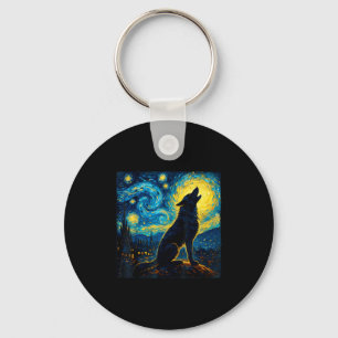 Porte-clés Wolf Starry Night Howling Lune Drôle Pour Hommes F