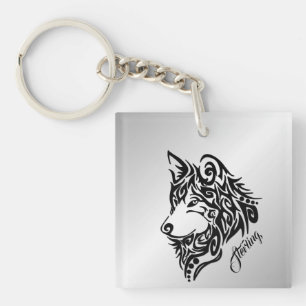 Porte-clés Wolf tribal noir