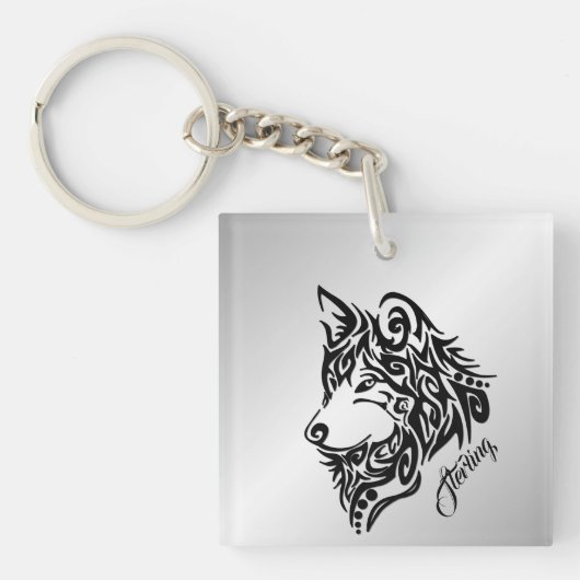 Porte-clés Wolf tribal noir (Devant)