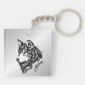 Porte-clés Wolf tribal noir (Dos)