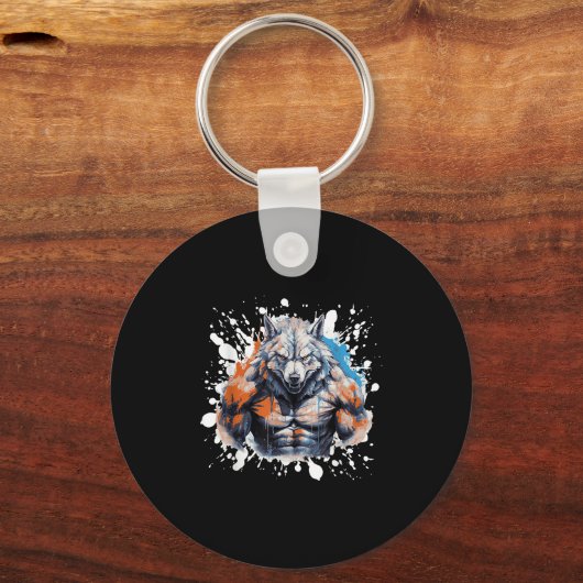 Porte-clés Wolf Workout Gym Fighter Bodybuilder  (Recto)