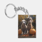 Porte-clés Wolfhound Chiot Automne Citrouille de plaisir (Devant gauche)