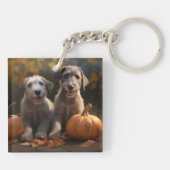 Porte-clés Wolfhound Chiot Automne Citrouille de plaisir (Dos)