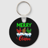 Porte-clés Womens Chicken Merry Christmas Pajamas Leopard Buf (Recto)