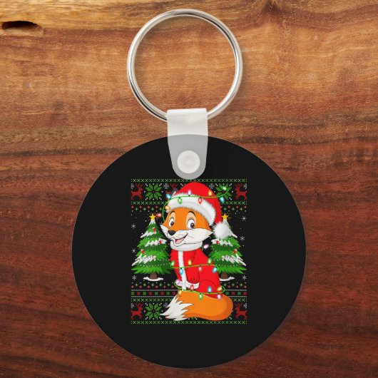 Porte-clés Womens Fox Christmas Lights Santa Costume Ugly Xma (Recto)