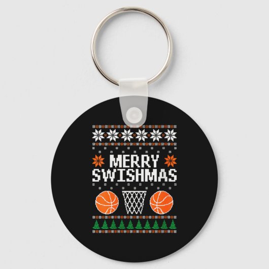 Porte-clés Womens Funny Merry Swishmas Xmas Basketball Ugly C (Recto)