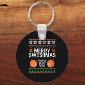 Porte-clés Womens Funny Merry Swishmas Xmas Basketball Ugly C (Recto)