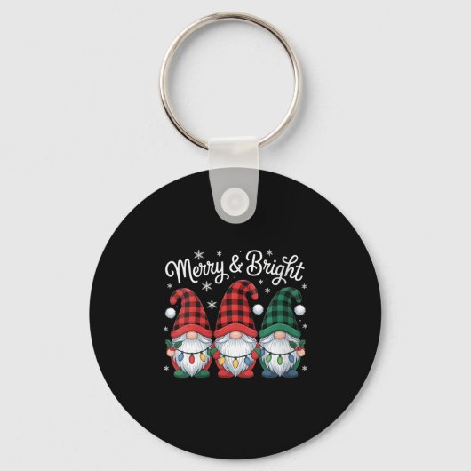 Porte-clés Womens Gnomes Merry And Bright Christmas Lights Bu (Recto)