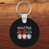 Porte-clés Womens Gnomes Merry And Bright Christmas Lights Bu (Recto)