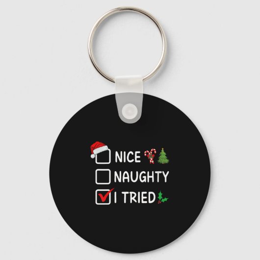 Porte-clés Womens Nice Naughty I Tried Christmas List Santa H (Recto)
