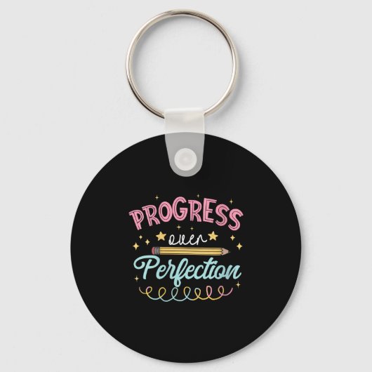 Porte-clés Womens Progress Over Perfection Motivational Teach (Recto)