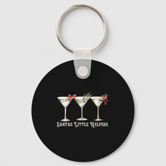 Porte-clés Womens Retro Funny Santa's Little Helper Martini M (Recto)