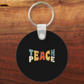Porte-clés Womens Teach Peace Retro Teacher Motivational Educ (Recto)