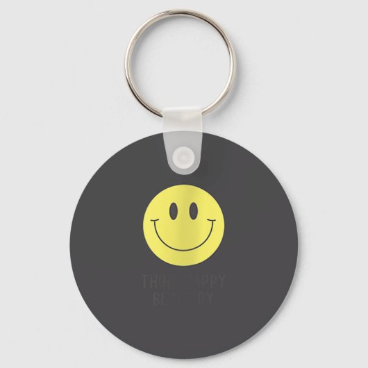 Porte-clés Womens Think Happy Be Happy Smile Face Motivationa (Recto)