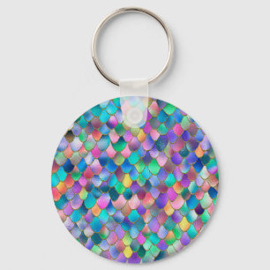 Porte-clés Wonky Rainbow Glitter Metal Mermaid Scales