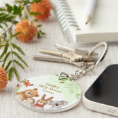 Porte-clés Woodland Cute Animals Greenery Baby Shower (Devant Droit)