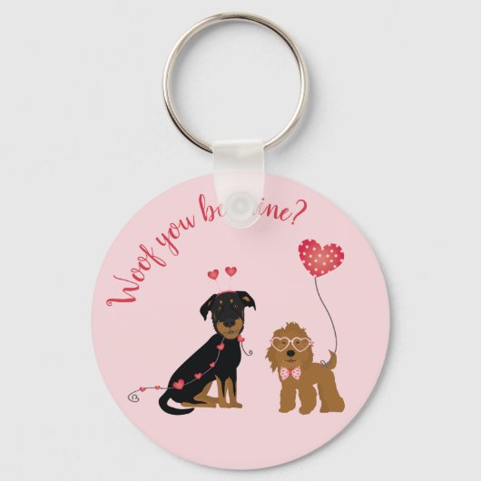 Porte-clés Woof You Be Mine Valentine Dogs (Recto)
