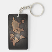 Porte-clés World map leather geographical brown (Dos)