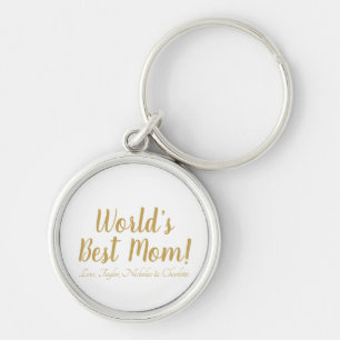 Porte-clés World’s Best Mom gold custom script mignon