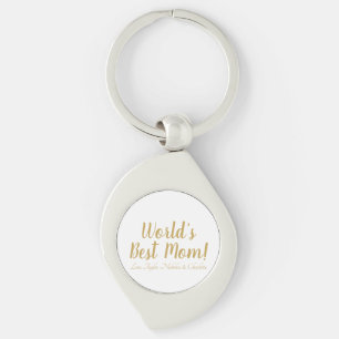 Porte-clés World’s Best Mom gold custom script mignon