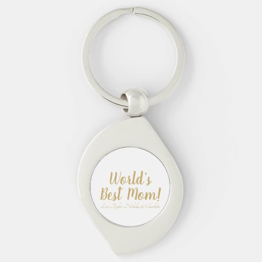 Porte-clés World’s Best Mom gold custom script mignon (Devant)