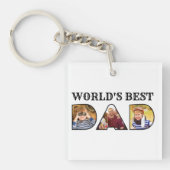 Porte-clés Worlds Best Dad Citation Modern 3 Photo Collage (Devant)