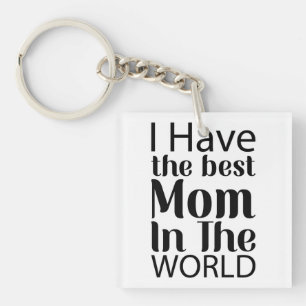 Porte-clés Worlds Best Mom Élégant noir et blanc Script