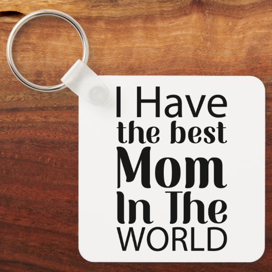 Porte-clés Worlds Best Mom Élégant noir et blanc Script (Recto)