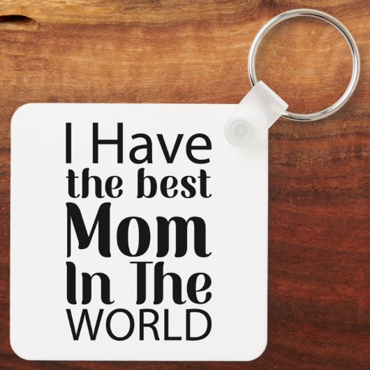 Porte-clés Worlds Best Mom Élégant noir et blanc Script (Verso)