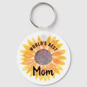 Porte-clés World's Best Mom Sunflower Keychain