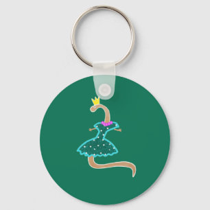 Porte-clés Worm dans une robe verte et une couronne