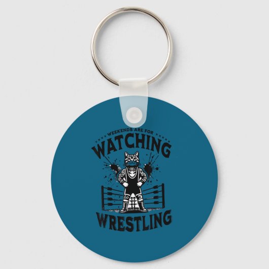 Porte-clés Wrestling Cat Funny Weekends Watching For Men Wome (Recto)