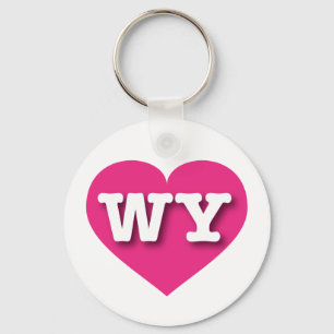 Porte-clés Wyoming Hot Pink Heart - J'aime WY