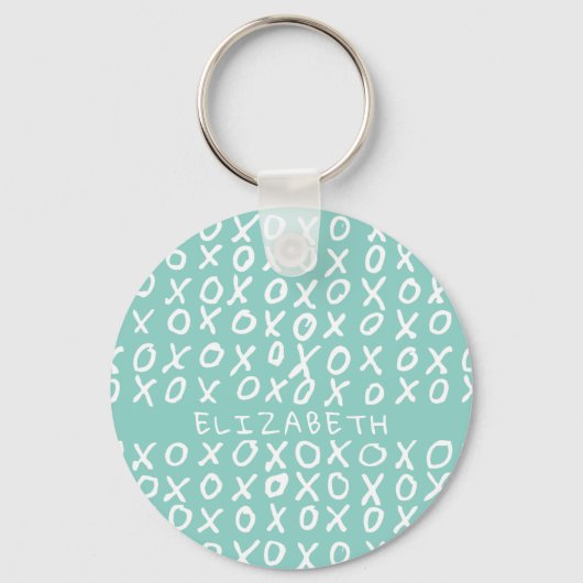 Porte-clés X et O personnalisés sur riptide turquoise (Recto)