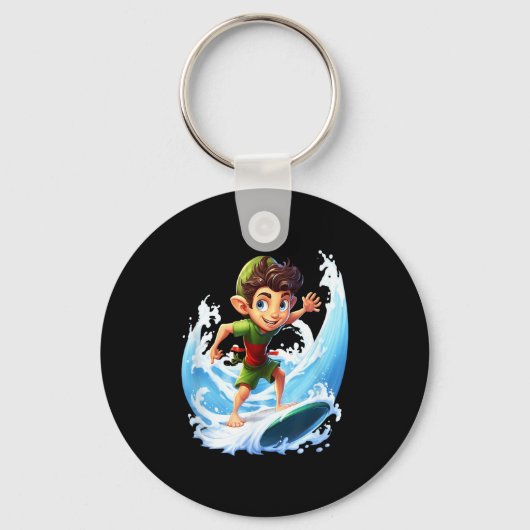 Porte-clés X-mas Christmas Elf Riding Surfboard Surfboard (Recto)