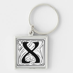 Porte-clés X Monogramm schwarz weiß Schlüsselanhänger