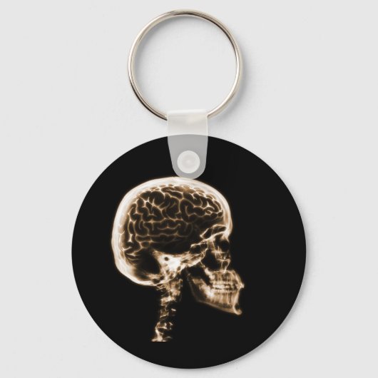PORTE-CLÉS X-RAY SKULL BRAIN - ORANGE (Recto)
