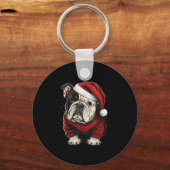 Porte-clés Xmas Bulldog Santa On Christmas Bulldog For Men Wo (Recto)